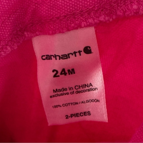 Carhartt Bright Pink Overalls Girls Size 24M - Picture 3 of 4